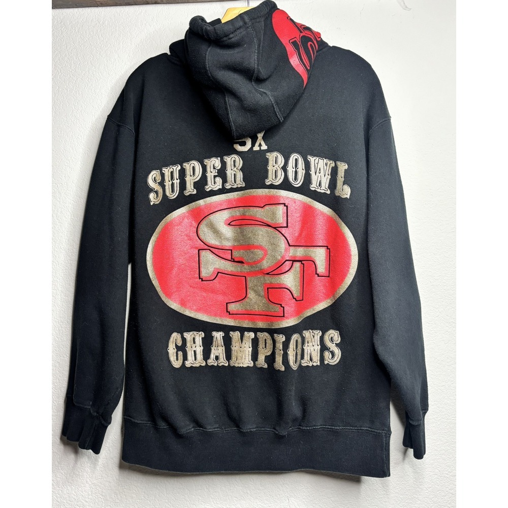 San Francisco 49ers Super Bowl 5X Champions Pullover Hoodie‎ Mens L Vintage 90s